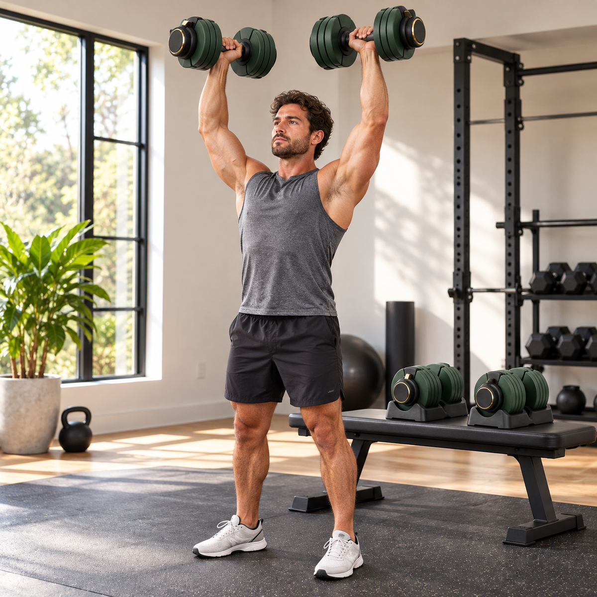 Forest Green Adjustable Dumbbell Set