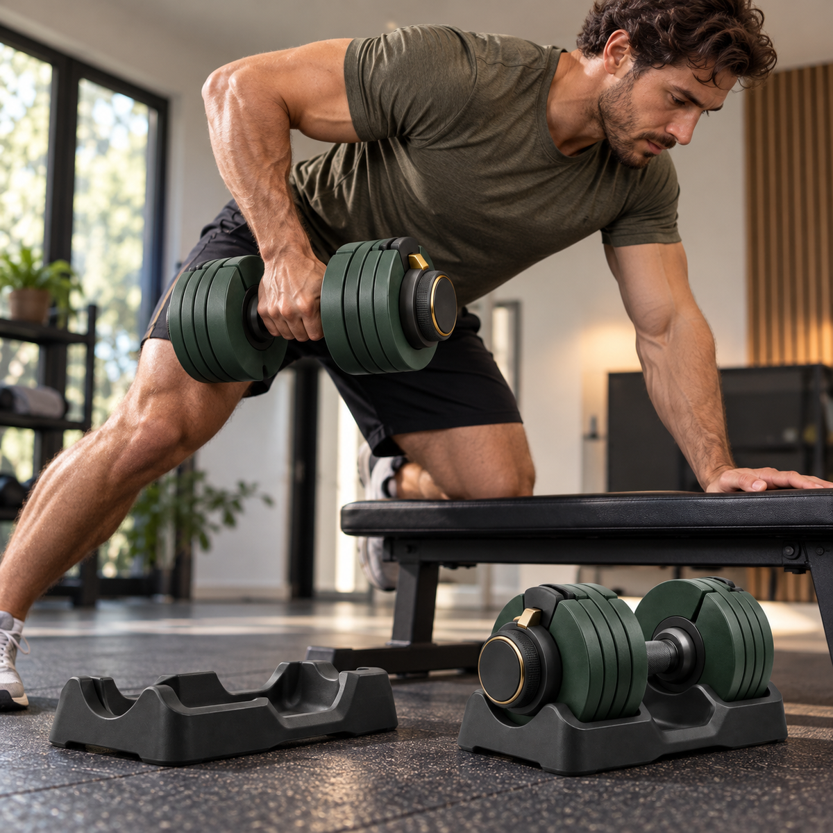 Forest Green Adjustable Dumbbell Set