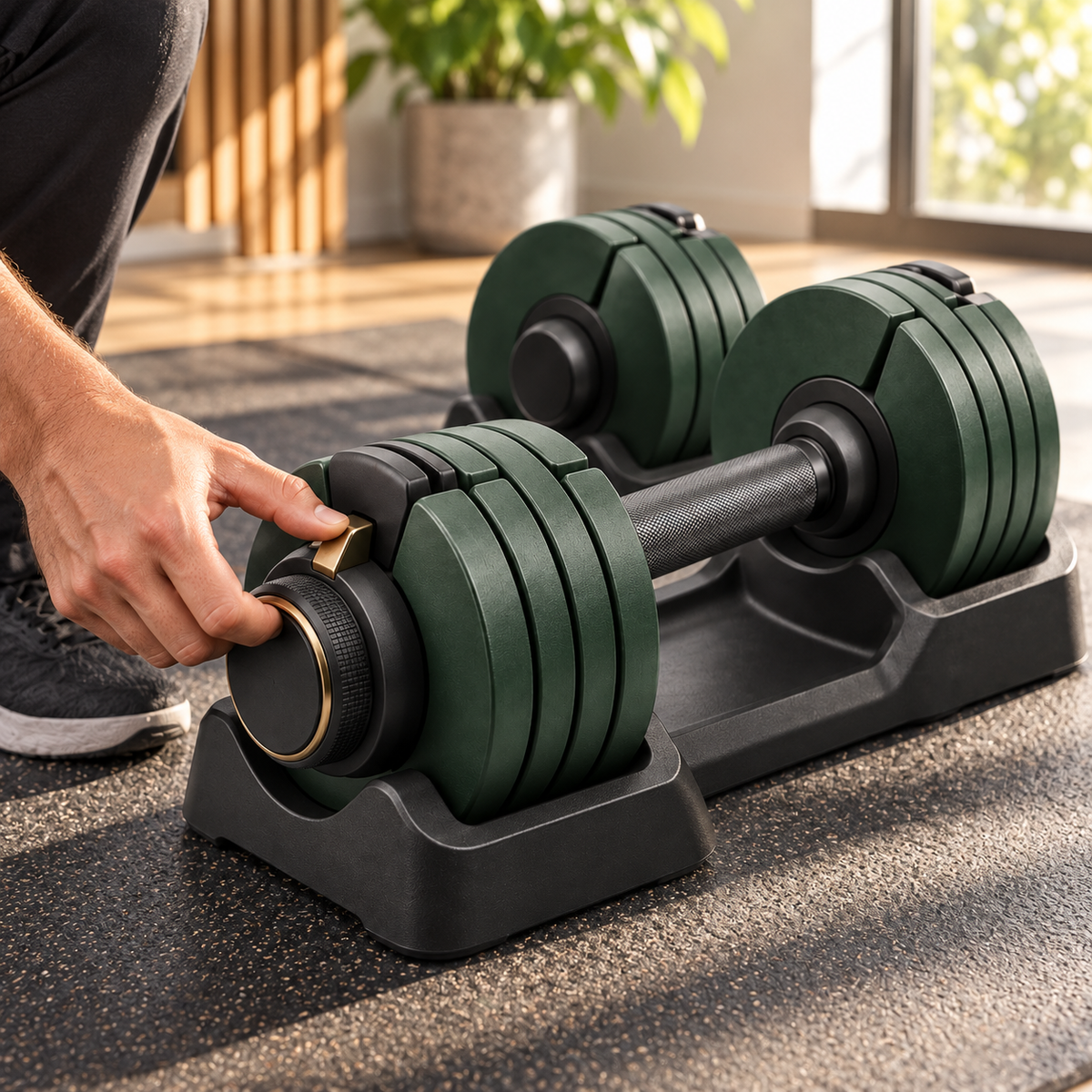 Forest Green Adjustable Dumbbell Set