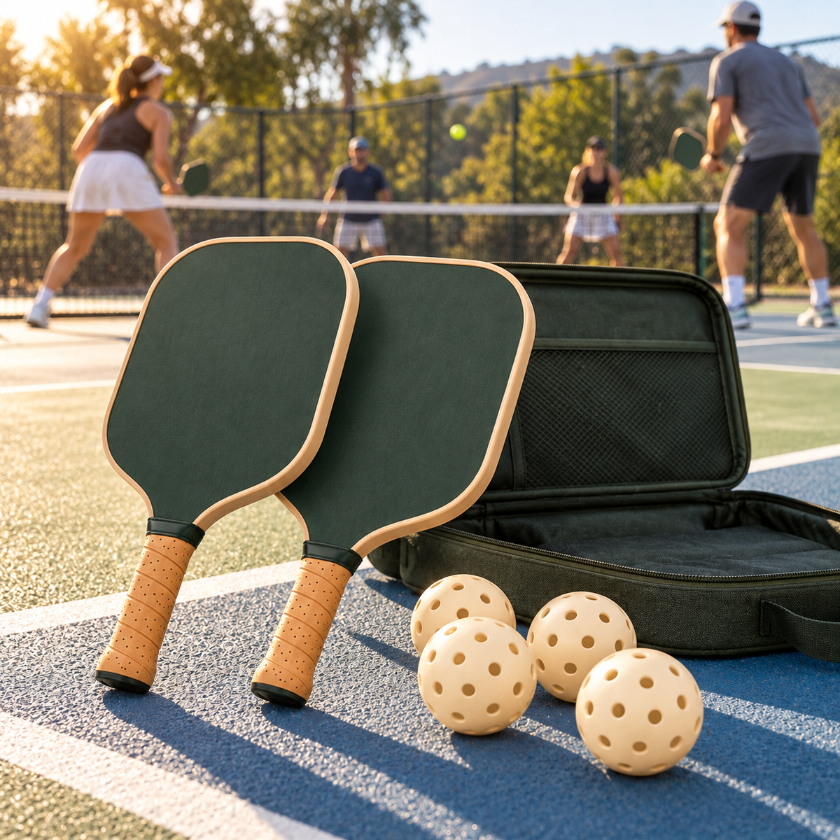Forest Green Pickleball Paddle Set