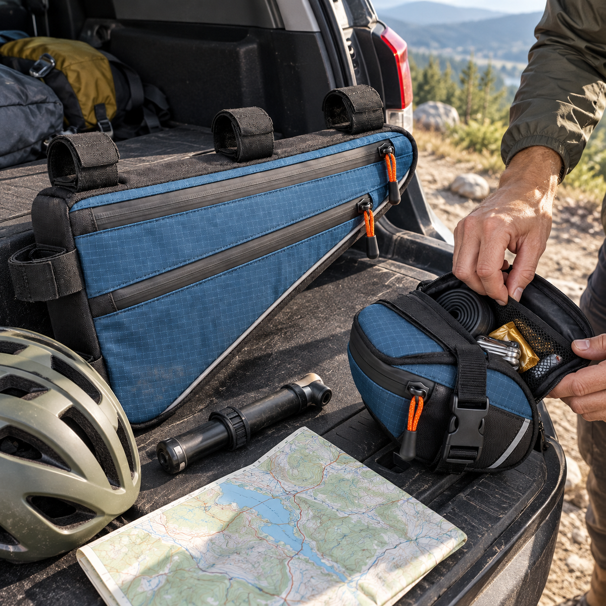 Mineral Blue Cycling Frame Bag Set