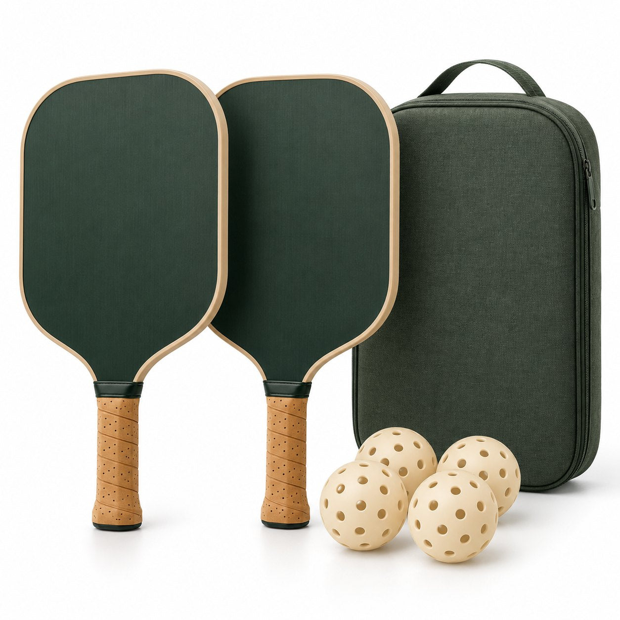 Forest green pickleball paddle set