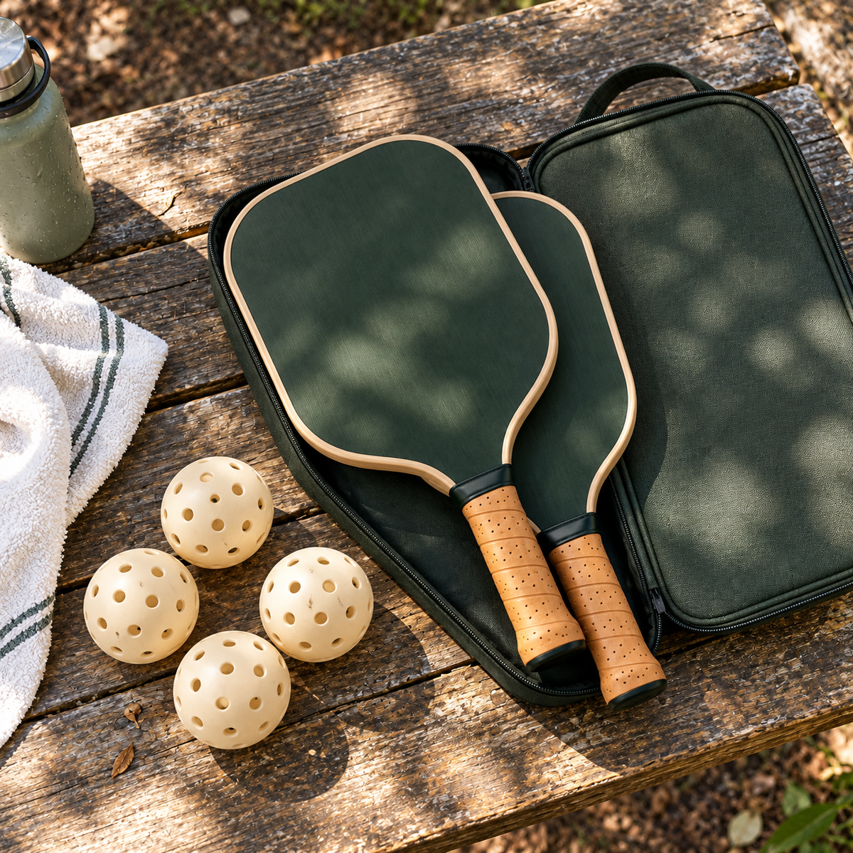 Forest Green Pickleball Paddle Set